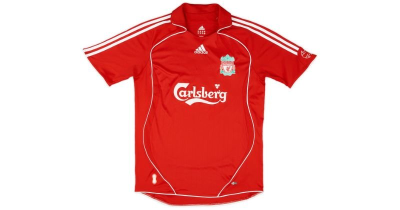 liverpool 2006-08 adidas teamgeist home shirt in red with white details